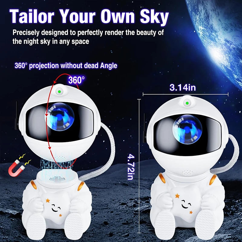 Lampă Proiector Galaxie Astronaut - Lumină de Noapte LED cu Stele și Nebuloase pentru Copii