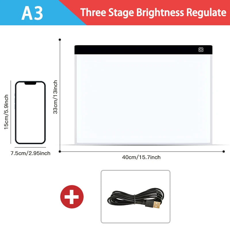 Tablă LED pentru Desen - Educativă A3/A4/A5 Reglabilă Luminos