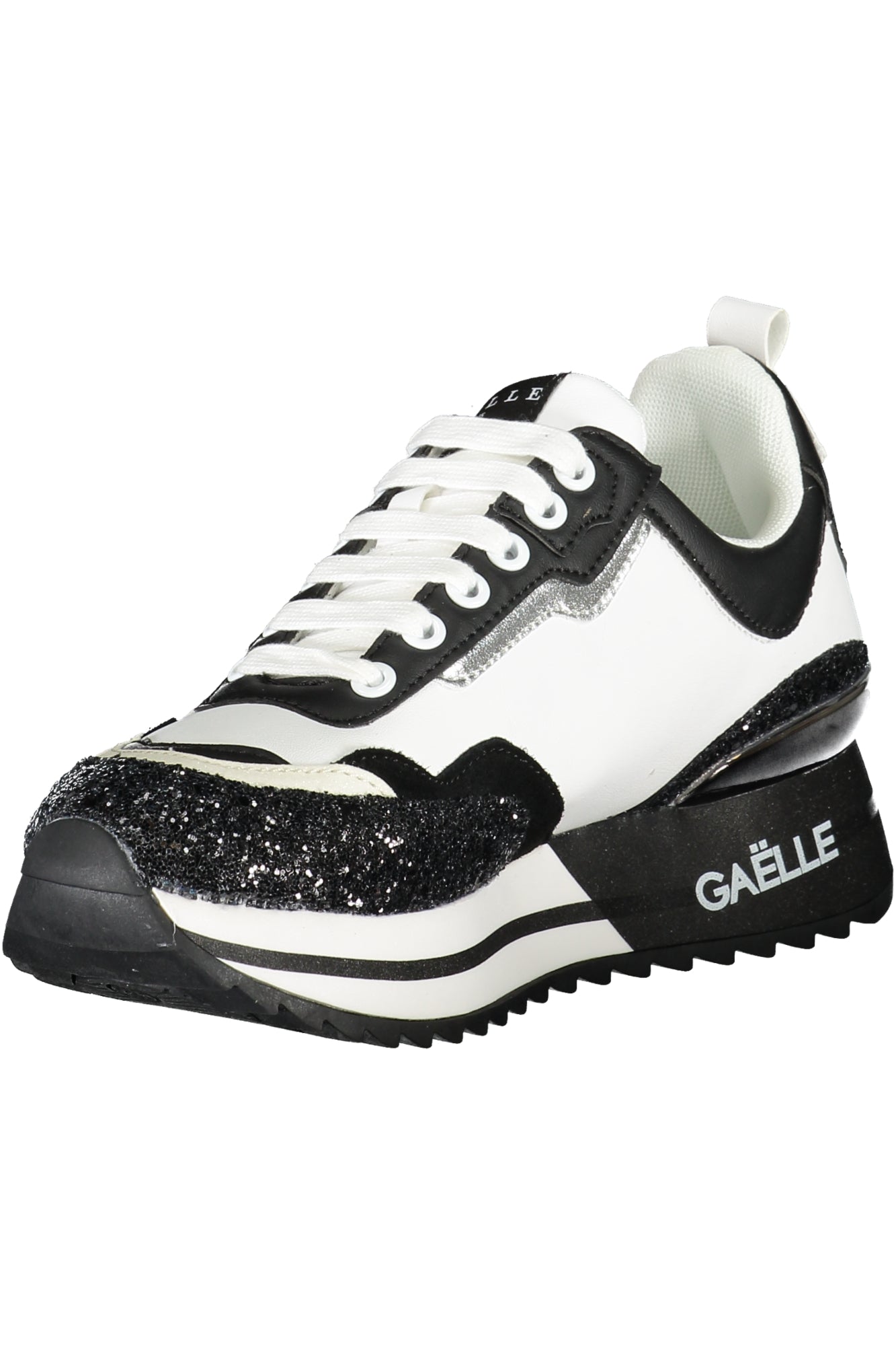 Pantofi Sport Damă Gaelle Paris – Negru cu Șireturi și Detalii Contrast