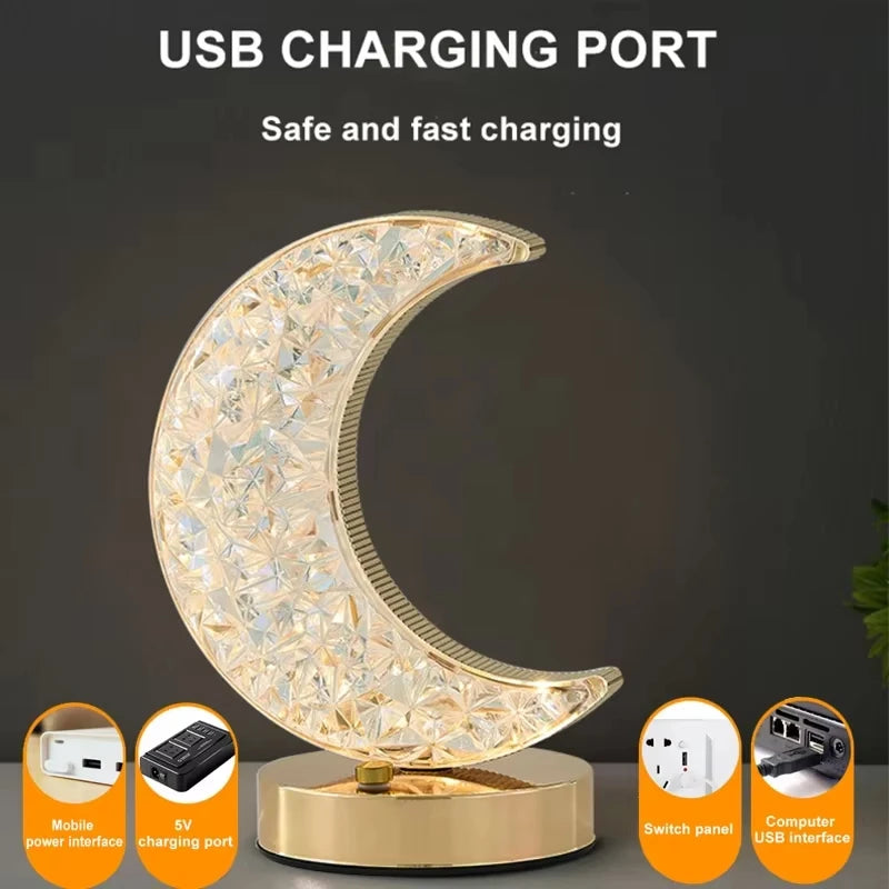 Lampă LED Lună 3D - Veioză Ambientală USB cu 3 Culori și Dimmer