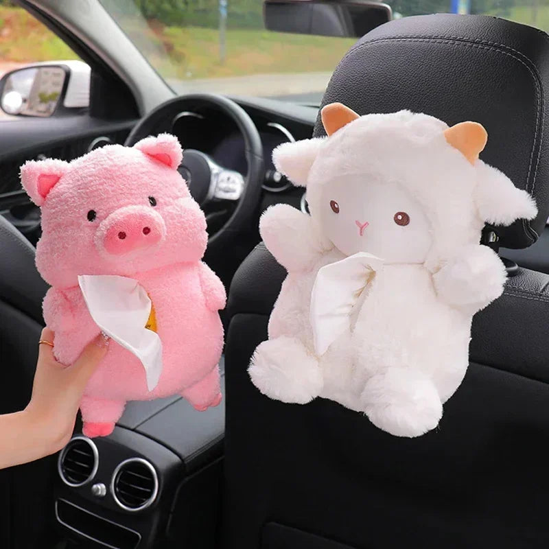 Suport Șervețele Pluș Kawaii - Cutie Hartoți Animalute pentru Mașină și Casă