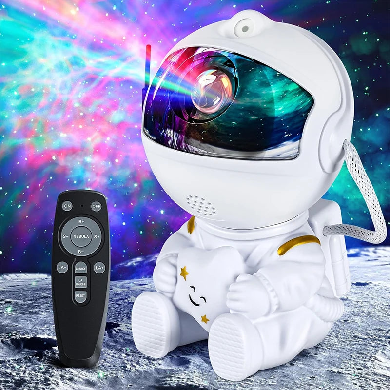 Lampă Proiector Galaxie Astronaut - Lumină de Noapte LED cu Stele și Nebuloase pentru Copii
