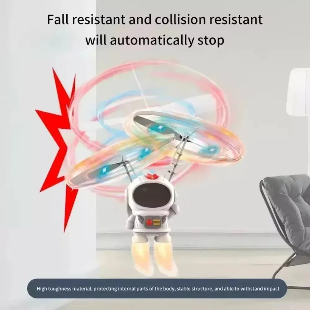 Robot Astronaut Zburător cu Levitație - Dronă Controlată Manual cu Lumini LED Interactive - Jucărie Outdoor pentru Copii