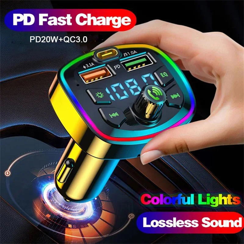 Transmițător FM Bluetooth 5.0 Auto - Încărcător USB Dual și Player MP3
