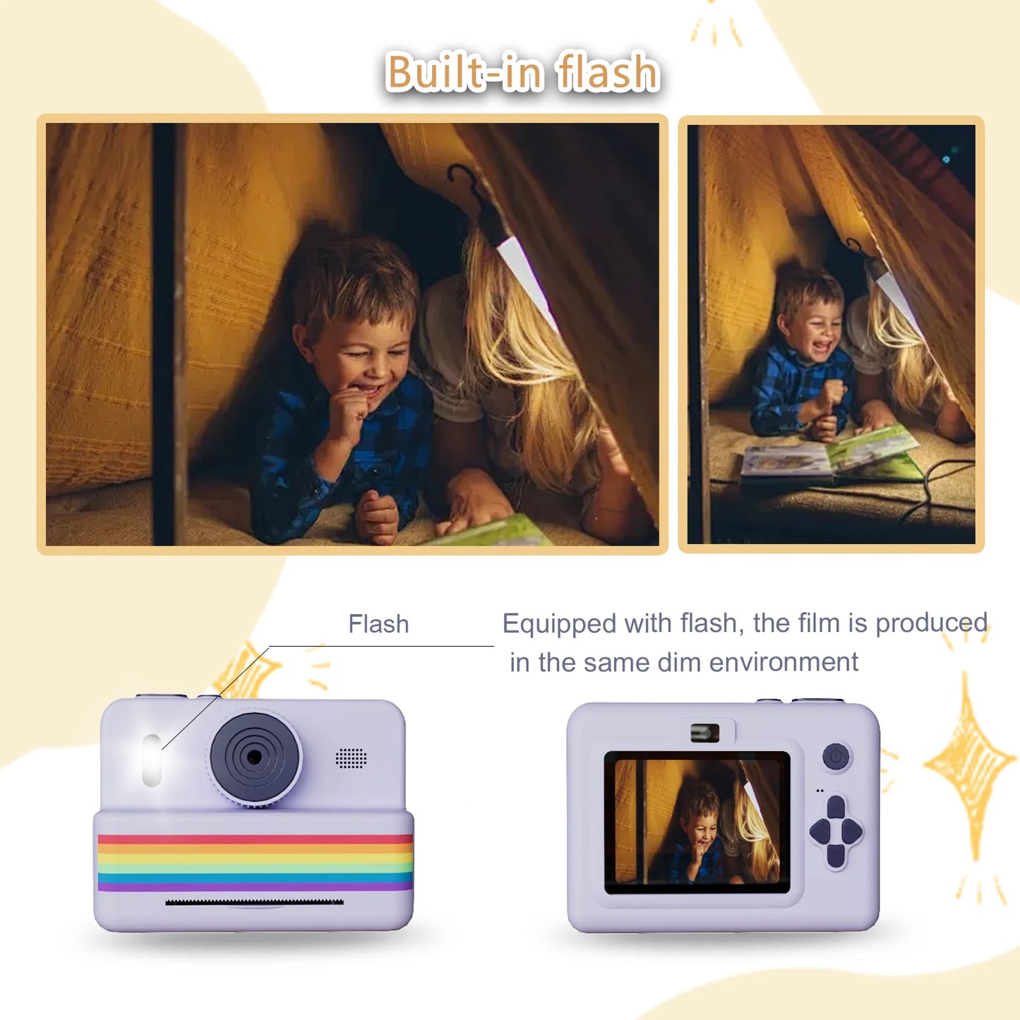 Cameră Foto Digitală pentru Copii cu Imprimantă Termică Instant - 1080P HD, Ecran 2.8", Jocuri și Muzică