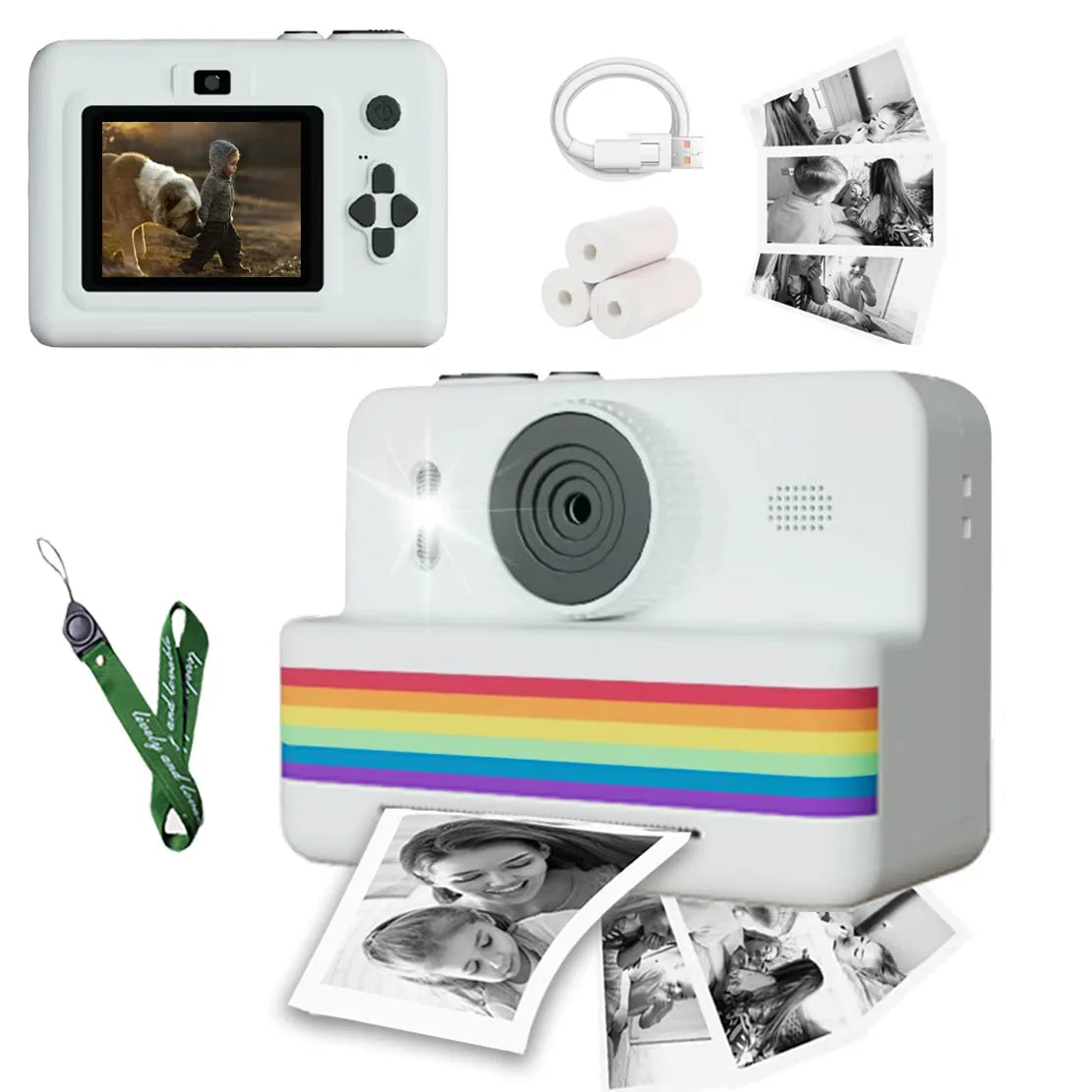 Cameră Foto Digitală pentru Copii cu Imprimantă Termică Instant - 1080P HD, Ecran 2.8", Jocuri și Muzică