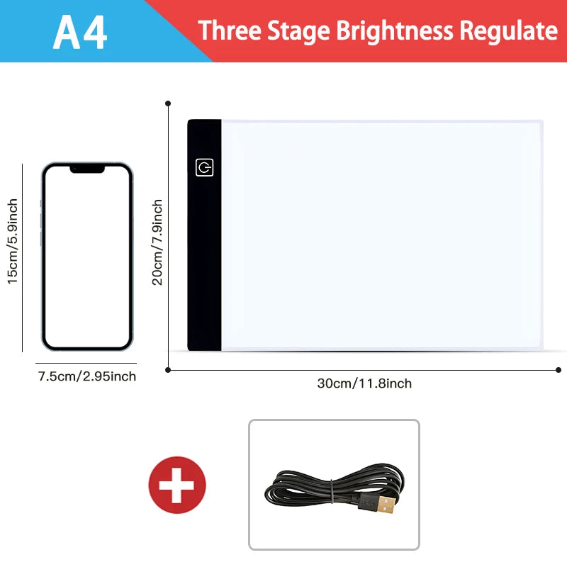 Tablă LED pentru Desen - Educativă A3/A4/A5 Reglabilă Luminos