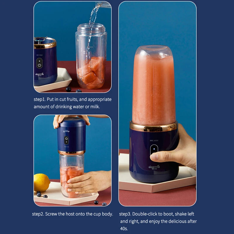 Blender Portabil Electric - Mixer Fructe USB Reîncărcabil pentru Smoothie și Shake-uri