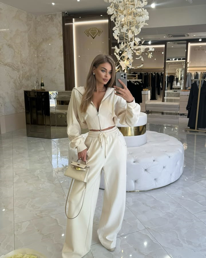 Set Damă - Hanorac cu Fermoar și Glugă + Pantaloni