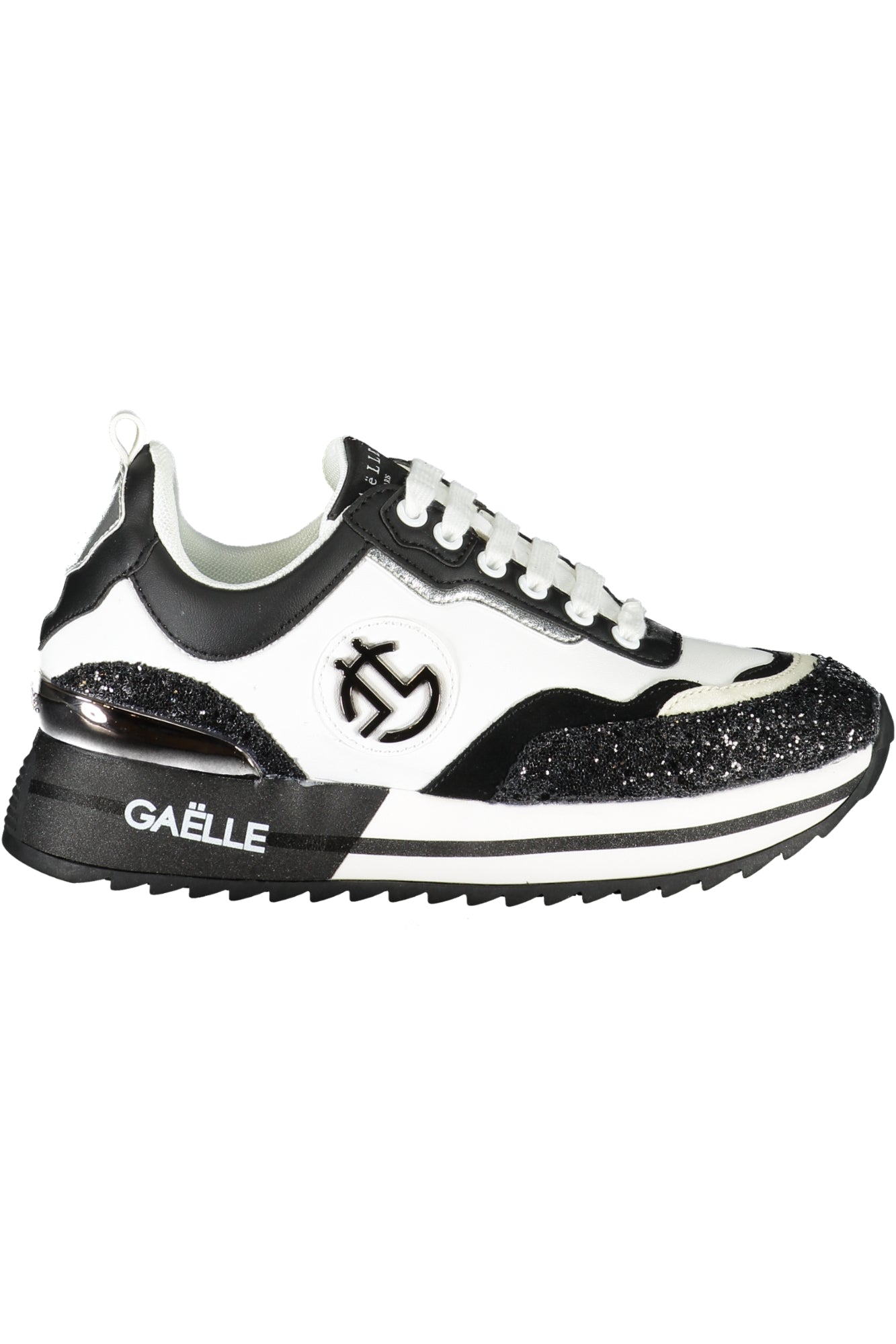 Pantofi Sport Damă Gaelle Paris – Negru cu Șireturi și Detalii Contrast